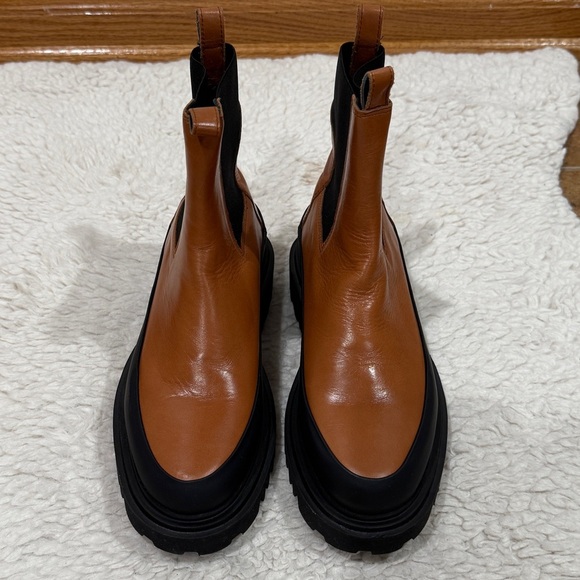 New AllSaints Women Harlee Lug Sole Chelsea Boot Sz 7 Brown Chunky Rugged Edgy - Picture 6 of 8